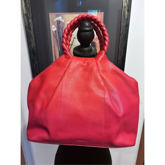 Vince Camuto Jordy Leather Tote Handbag Shoulder Bag in Cherry Berry NWOT - Picture 1 of 14